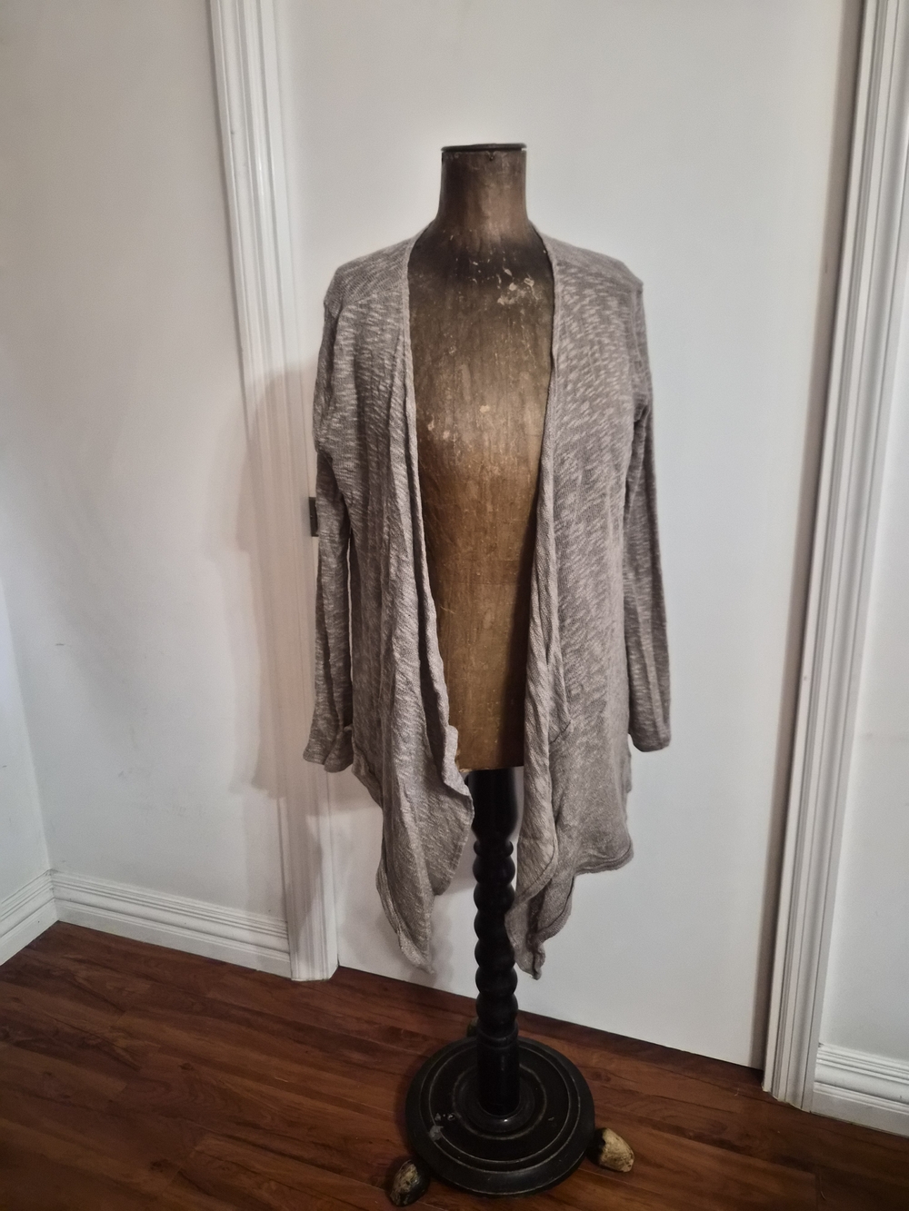 Volcom Light Gray Open-Front Draped Cardigan